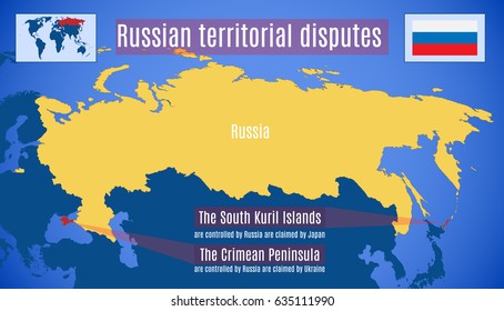Russian territorial disputes. Schematic vector map.