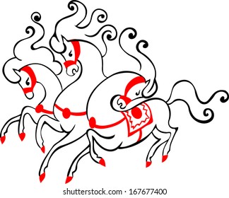Russian Three Horses Stock Vector (Royalty Free) 167677400 | Shutterstock