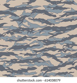 Russian Tiger stripe Camouflage seamless patterns. Vector Illustration.