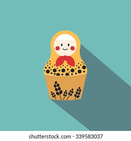 Russian traditional matryoshka doll eps10 vector flat icon, russian nesting dolls, national symbol, family and traditional values concept art