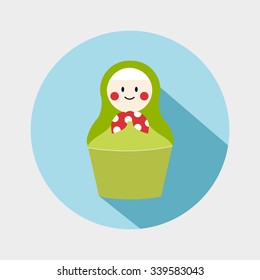 Russian traditional matryoshka doll eps10 vector flat icon, russian nesting dolls, national symbol, family and traditional values concept art