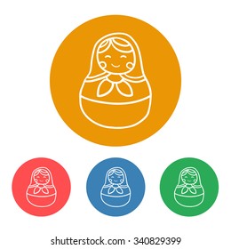 Russian Traditional Matryoshka Doll Eps10 Vector Doodle Icon, Russian Nesting Dolls, National Symbol, Family And Traditional Values Concept Art