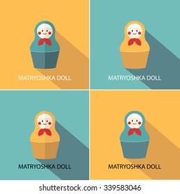 Russian traditional matryoshka dolls eps10 vector flat icon set, russian nesting dolls, national symbol, family and traditional values concept art