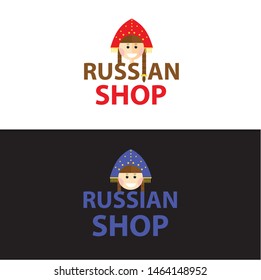 Russian traditional shop logo. Russian woman logo