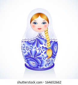 Russian traditional vector doll painted