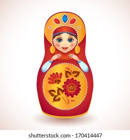 Russian traditional vector doll painted