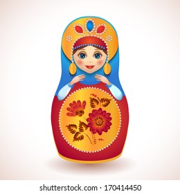 Russian traditional vector doll painted