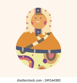 Russian traditional wooden doll, vector pattern, elements,eps