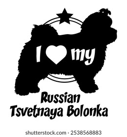  Russian Tsvetnaya Bolonka dog silhouette, i love my dog,  dog, dog breeds, logo, vector, silhouette, animal, illustration, icon, sign, black, pet,