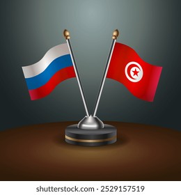 Tabela russa e tunisina sinaliza relação com fundo de gradiente. Ilustração de vetor
