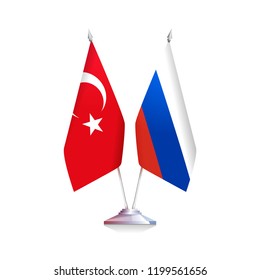 Russian and Turkish flags. Conceptual vector illustration about friendship of the people and the countries