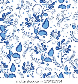 Russian two-color seamless vector pattern