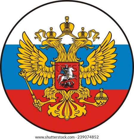 The Russian two-headed eagle against a flag