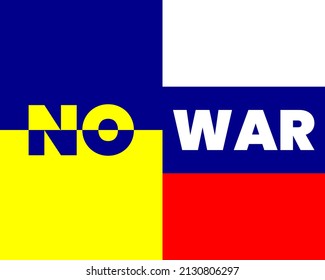 Russian and Ukrainian flag that says "no war"