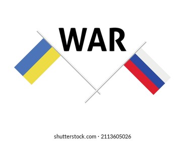 Russian and Ukrainian flags on a white background.