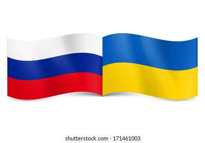 Russian and Ukrainian flags together rendering union and cooperation.