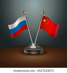 A Rússia e a China Unida sinalizam a relação com o fundo do gradiente. Ilustração de vetor