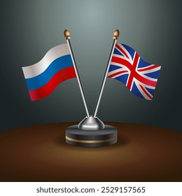 Russian and United Kingdom table flags relation  with gradient backgrund. Vector Illustration