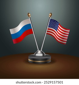 A tabela russa e os Estados Unidos sinalizam a relação com o plano de fundo do gradiente. Ilustração de vetor