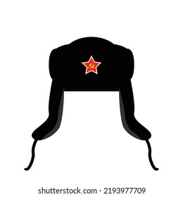 Russian ushanka hat with a star design vector flat modern isolated illustration