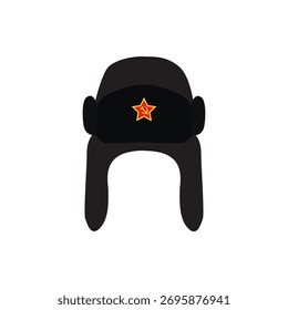 Sombrero ruso ushanka con un Vector de diseño de estrella ilustración aislada moderna plana