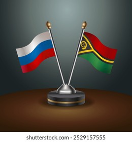 Tabela russa e Vanuatu sinaliza relação com plano de fundo gradiente. Ilustração de vetor