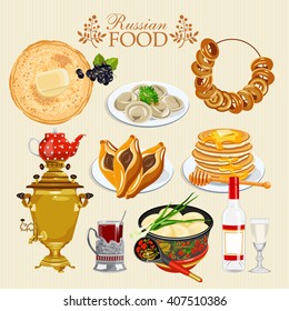 Russian vector food set.