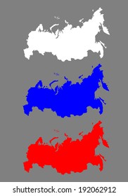 Russian vector map isolated on white background.Russia vector high detailed illustration. Maps in color of Russian flag.