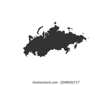 Russian vector map silhouette isolated on white background. Russia vector high detailed illustration. Russia map.