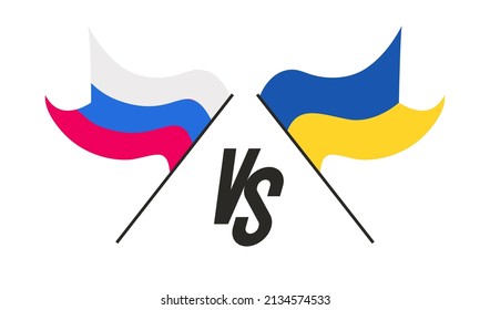 Ilustración vectorial de bandera rusa vs Ucrania 10 eps
