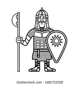 russian warrior line icon soldier