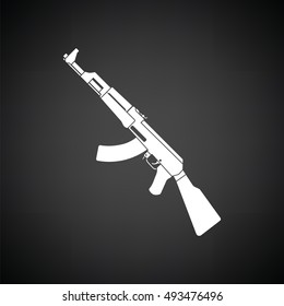 Russian weapon rifle icon. Black background with white. Vector illustration.