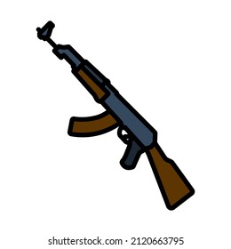 Icono del rifle de armas rusas. Contorno de negrita editable con diseño de relleno de color. Ilustración vectorial.