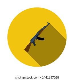 Icono del rifle de armas rusas. Diseño De Esténcil De Círculo Plano Con Sombra Larga. Ilustración vectorial.