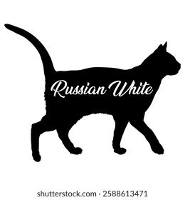 Russian White. cat silhouette, cat, cat breeds, logo, vector, silhouette,  animal, illustration, icon, sign, design, black, symbol, pet, love
