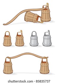 Russian wooden bucket, vector