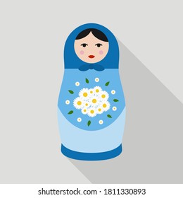 Russian wooden nesting doll Matreshka. Isolated on grey background. Vector illustration.
