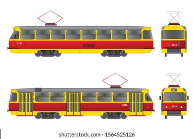 Russian yellow
 and red tram from Moscow isolated - Vector