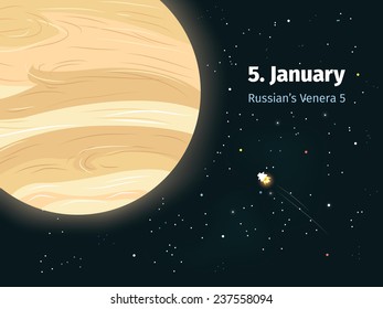 Russian's venera 5 flies to the Venus. 5. january.