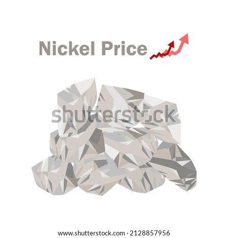 Russia's invasion of Ukraine to impact global nickel supply; nickel prices surge. Nickel, up arrow and money icon.  Foto stock © 