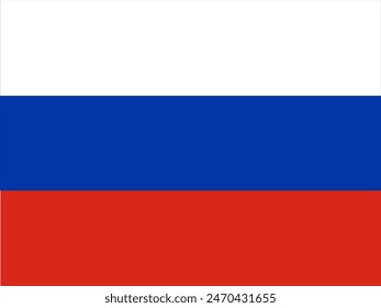 Russia's national emblem, three equal horizontal bands: white on the top, blue in the middle, and red on the bottom.