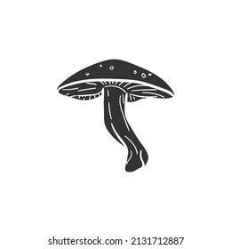 Russula Icon Silhouette Illustration. Fungus Mushroom Natural Vector Graphic Pictogram Symbol Clip Art. Doodle Sketch Black Sign.