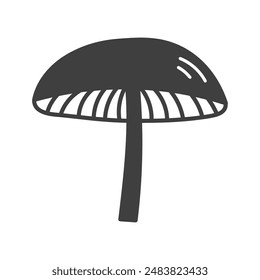 Russula Mushroom Doodle Icon. Hand drawn edible and inedible fungus vector illustration. Forest Autumn Fall decorative symbol. 