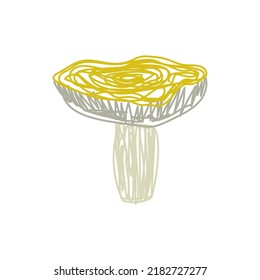 Russula mushroom. Hand drawn vector illustration. Pen or marker doodle sketch