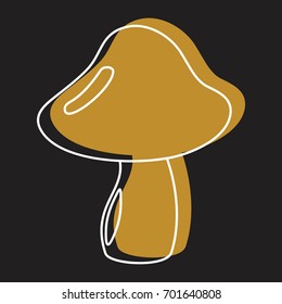 Russula mushroom icon vector illustration for design and web isolated on black background. Mushroom vector object for labels logos and advertising