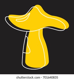 Russula mushroom icon vector illustration for design and web isolated on black background. Mushroom vector object for labels logos and advertising