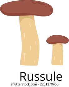 Russule icon. Brown cap fungus. Forest mushroom