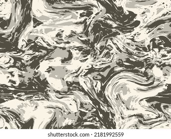 Rust Repetir Ebru Gráfica De Color De Agua. Textura de vectores de moda sin costura blanca. Fondo de pintura de tela beige sin foco. Ilustración del vector líquido de repetición de color marrón. Aceite de repetición antiguo.