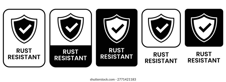 Rust Resistant Icon Vector Illustration, Corrosion Protection Symbol, Anti Rust Metal Shield Sign, Durable Material Concept Isolated on White Background