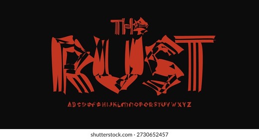 Rust Rough Font Logo Uneven Alphabet Vector Silly Letter Set Modern Typography, Diseño tipográfico psicodélico para el titular del cartel de música punk, caligrafía Grunge, Fuentes de destrucción. Tipografía de Vector